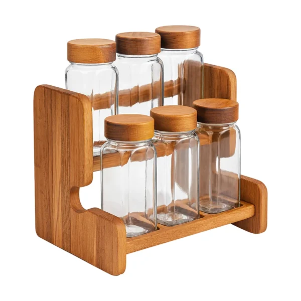 جای ادویه 6 پارچه با استند چوبی کد 687