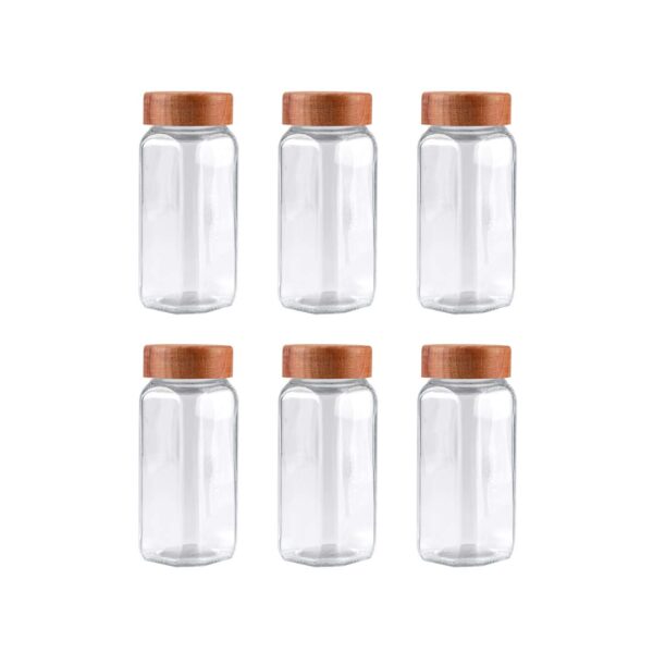 شیشه ادویه مکارتی با درب چوبی 12 سانتیمتری