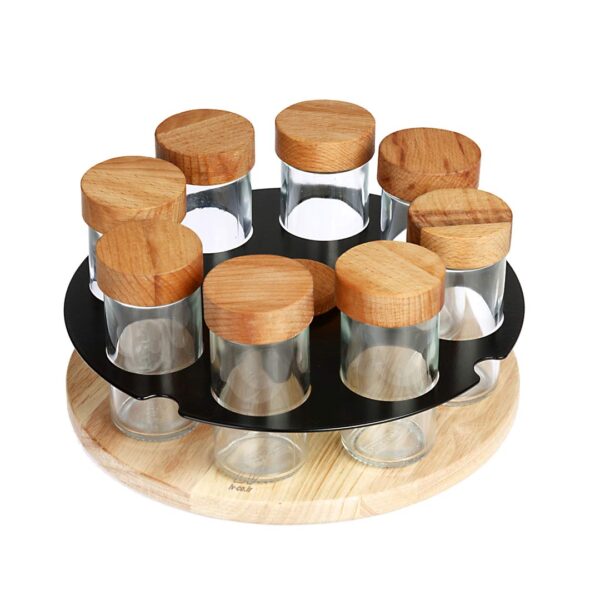 جای ادویه 8 پارچه استوانه با استند فلزی گردان کد 763