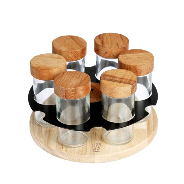 جای ادویه 6 پارچه استوانه با استند فلزی گردان ال وی کد 762